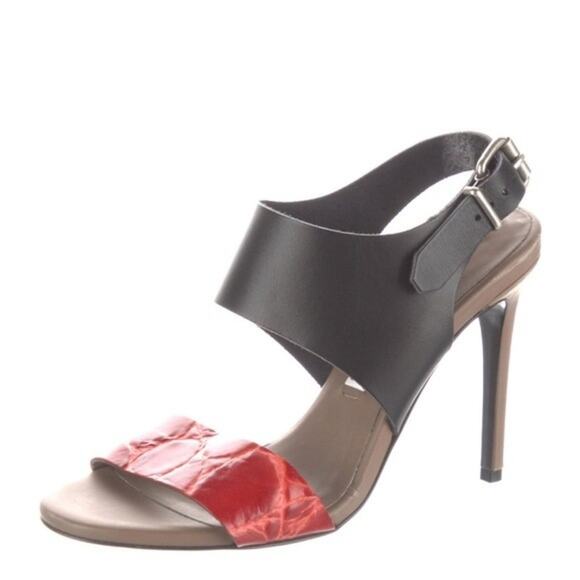 Acne Studios Tillie Leather Strap Slingback Heel Sandal Size 37 / US 7 - Picture 1 of 13
